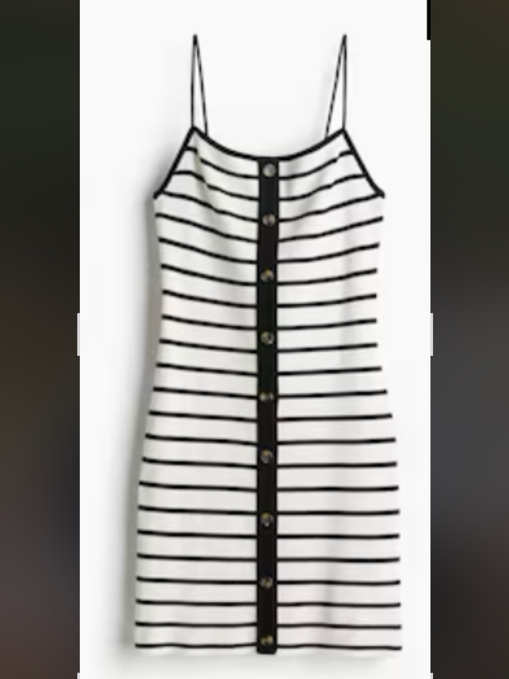 H&M White and Black Striped Button-Front Slip Dress